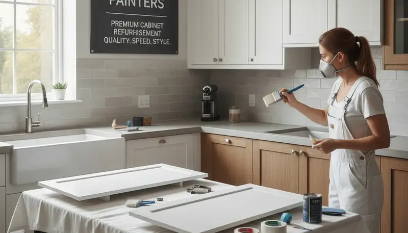 Professional cabinet painting service in Providence, RI for durable kitchen cabinet refinishing