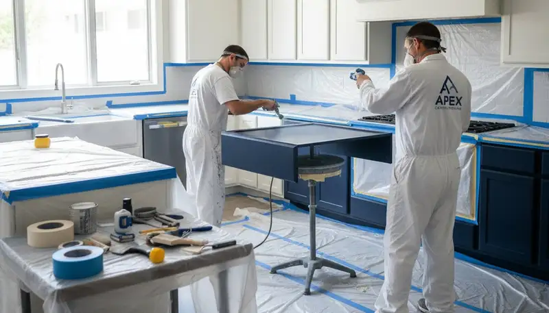 Cabinet painting service in Providence, RI for durable kitchen cabinet refinishing