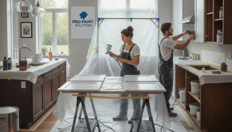 Cabinet painting in Providence, RI by Providence Paint Pros for durable kitchen refinishing