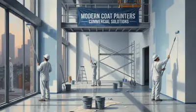 Commercial painting crew in Providence, RI applying durable coatings to a business exterior
