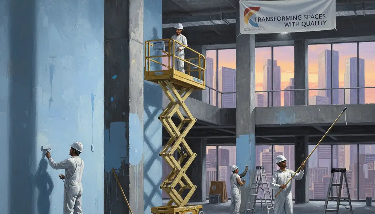 Commercial painting crew applying durable coatings to a Providence, RI business exterior