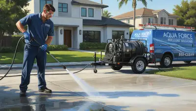 Concrete pressure cleaning in Providence, RI removes grime from driveway, patio, and walkways