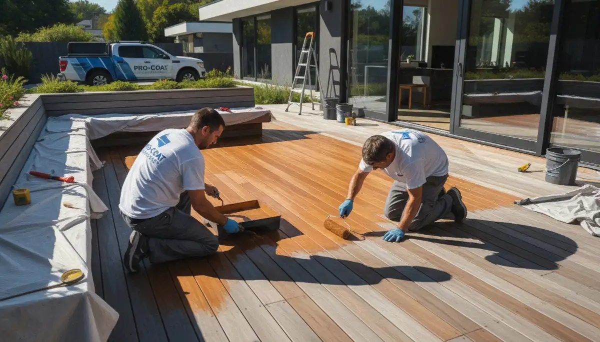 Providence, RI deck painting service protecting wood decks from moisture, weather, and sun damage
