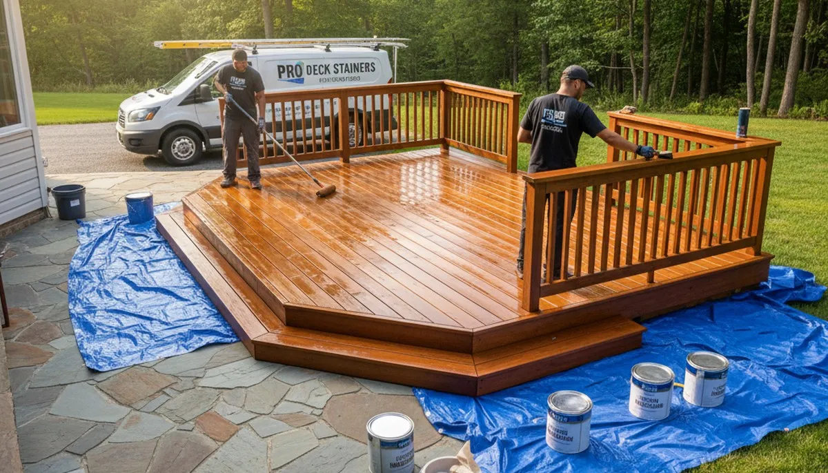 Providence, RI deck staining service protecting wood from coastal moisture and seasonal weather