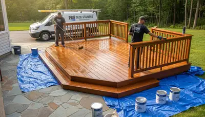 Providence, RI deck staining service protecting wood from coastal moisture and seasonal weather
