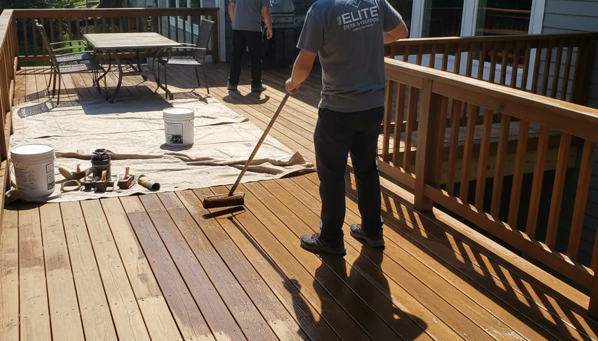 Providence, RI deck staining service by Providence Paint Pros for wood protection and weather resistance