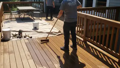 Providence, RI deck staining service by Providence Paint Pros for wood protection and weather resistance