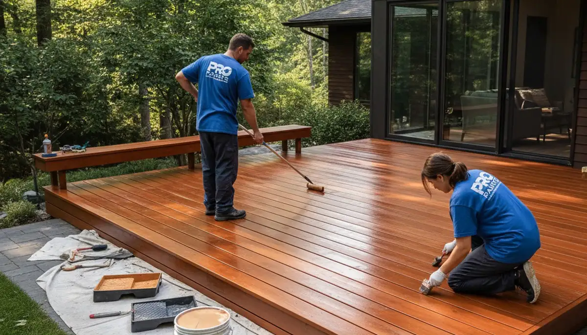 Providence, RI deck staining service by Providence Paint Pros for coastal wood protection