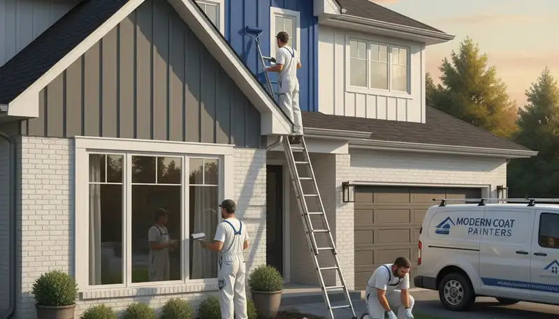 Providence, RI house painting team applying weather-ready exterior coating with careful prep