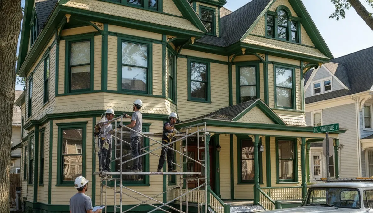 Providence, RI painting contractors on a residential exterior project