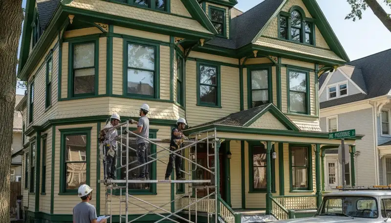 Providence, RI painting contractors on a residential exterior project