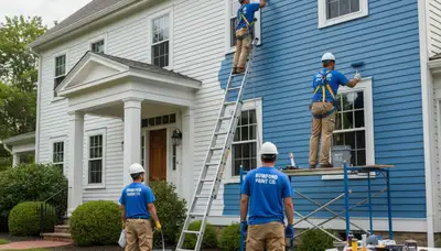 Providence, RI painting contractor applying interior paint in a home room