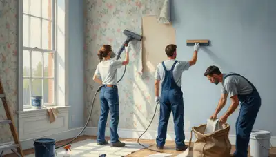 Providence, RI painters removing wallpaper for a smooth, paint-ready wall surface